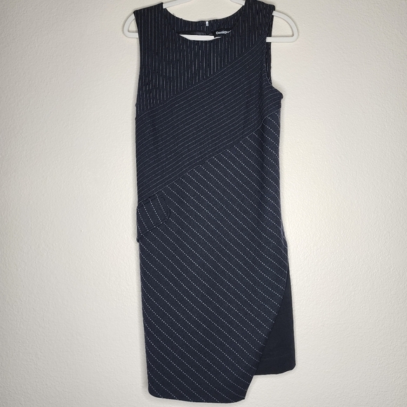 Desigual Pinstripe Asymmetrical Dress 38 - Picture 2 of 4